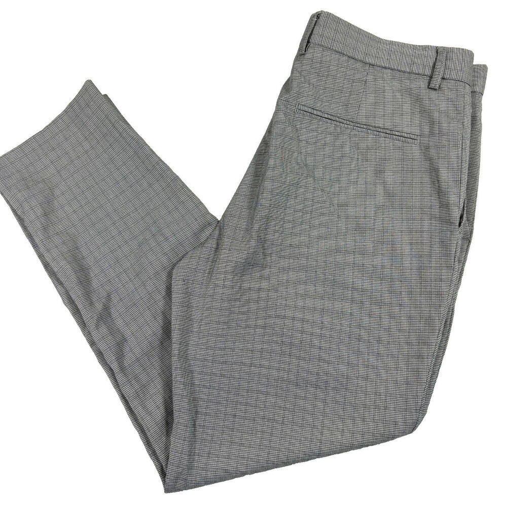 Forever 21 Mens 32 Gray Slim Fit Dress Pants Checked Trousers Minimalist Y2K